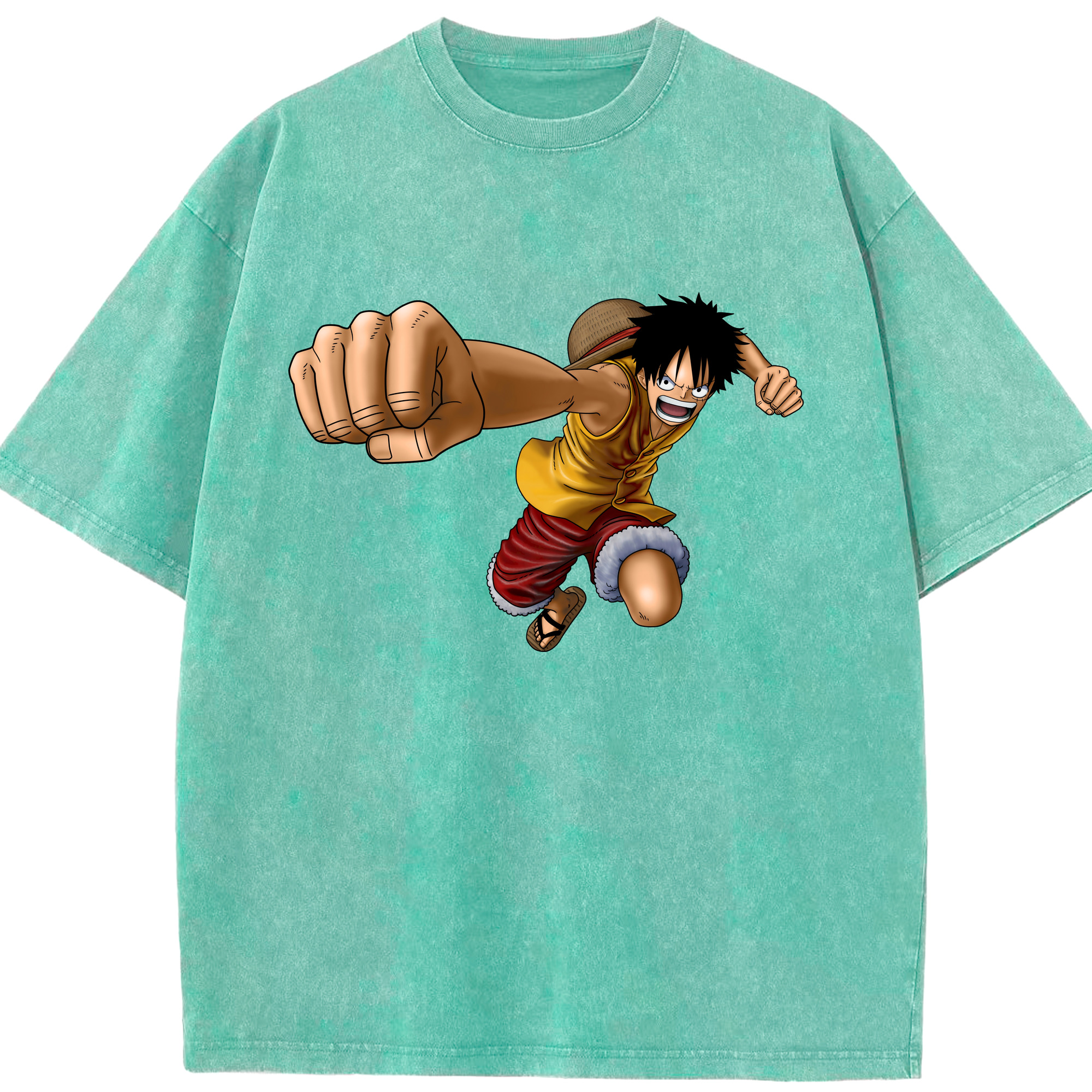 ワンピース モンキー・D・ルフィ ONE PIECE Monkey D. Luffy 綿100% ヴィンテージ風 半袖Tシャツ（フロントプリント）